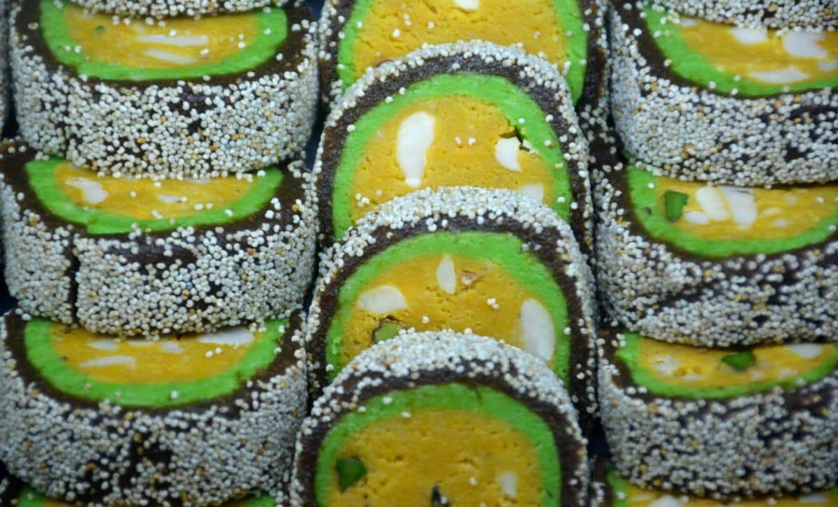 Sweets of fruit vegetable and dry fruits with attractive packing available in market