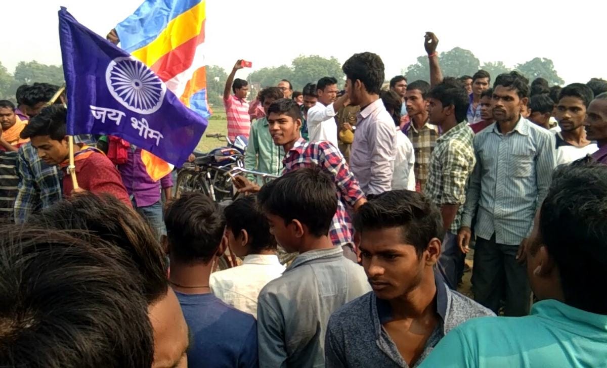 Ambedkar statue broken in varanasi