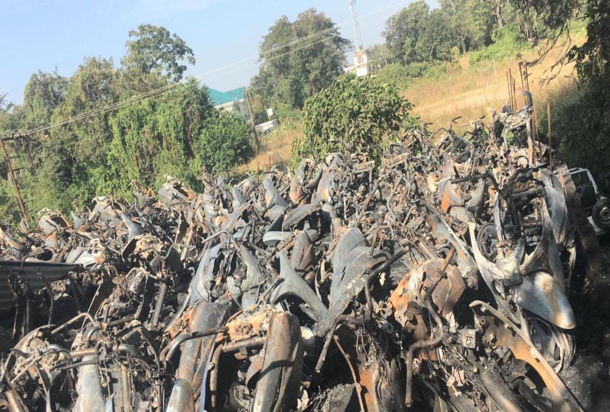 75 Honda Scooties gutted in fire at kangra himachal