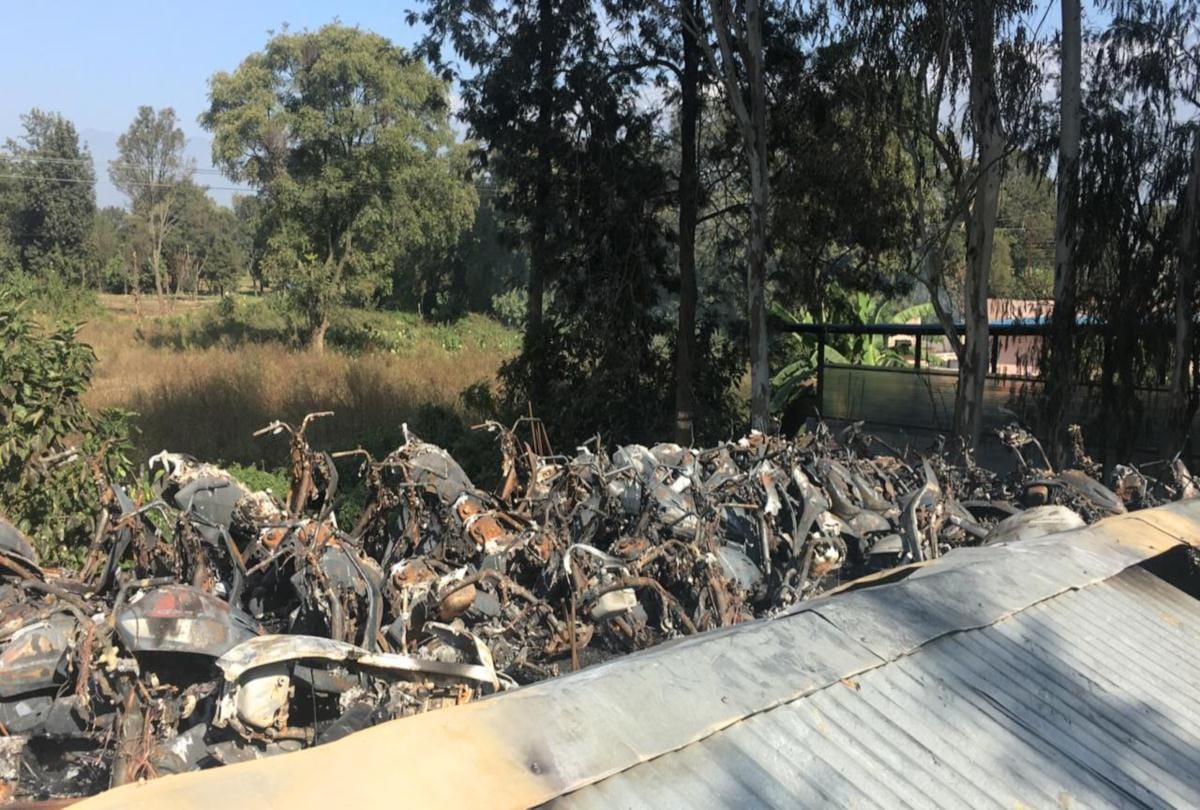 75 Honda Scooties gutted in fire at kangra himachal