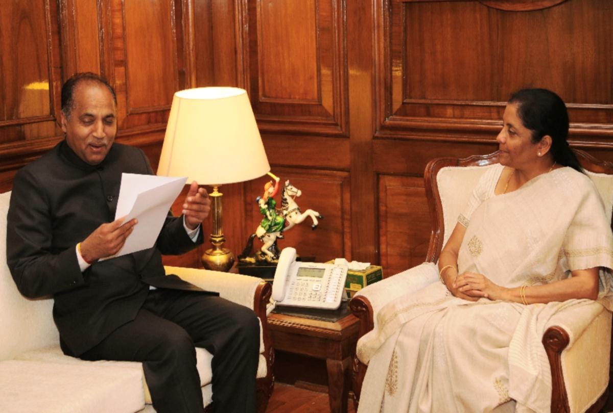 cm jairam Thakur called on union ministers Arun Jaitley Nirmala Sitharaman and Suresh Prabhu