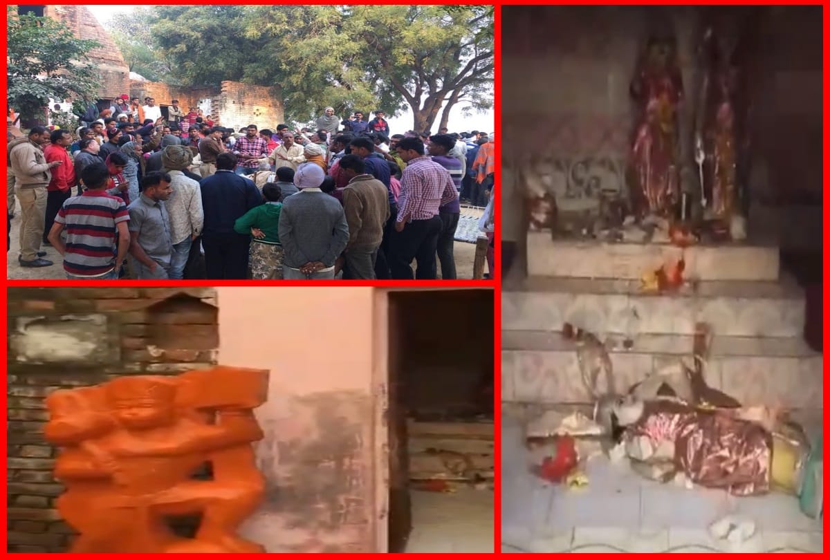 greater noida jewar rample idol of ram sita hanuma break at diwali night locals protest