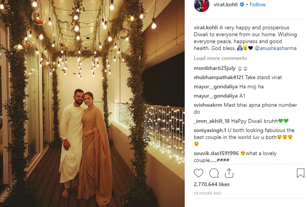 virat kohli and anushka sharma celebrates their first diwali 2018 after wedding see pics