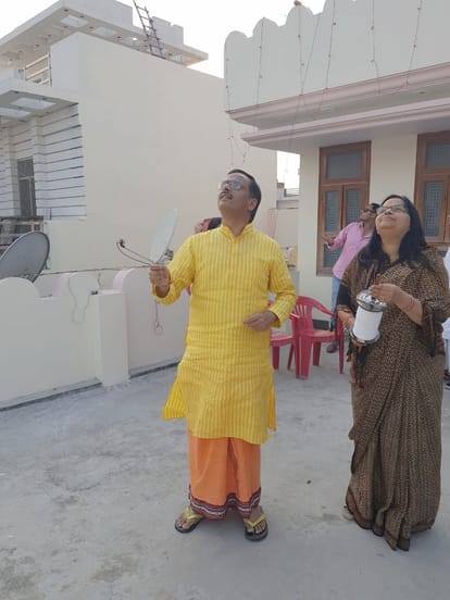 Kite flying ceremony done by deputy cm dinesh sharma