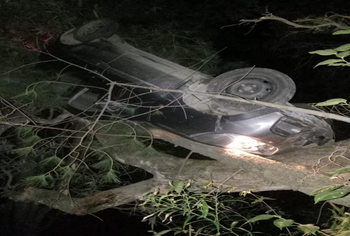 Uncontrolled car collide with rock at kullu