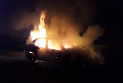 fire in car and truck