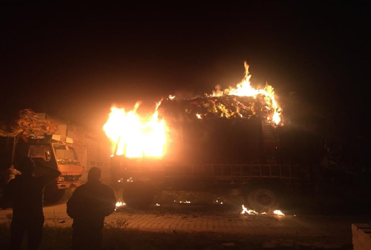 fire in car and truck