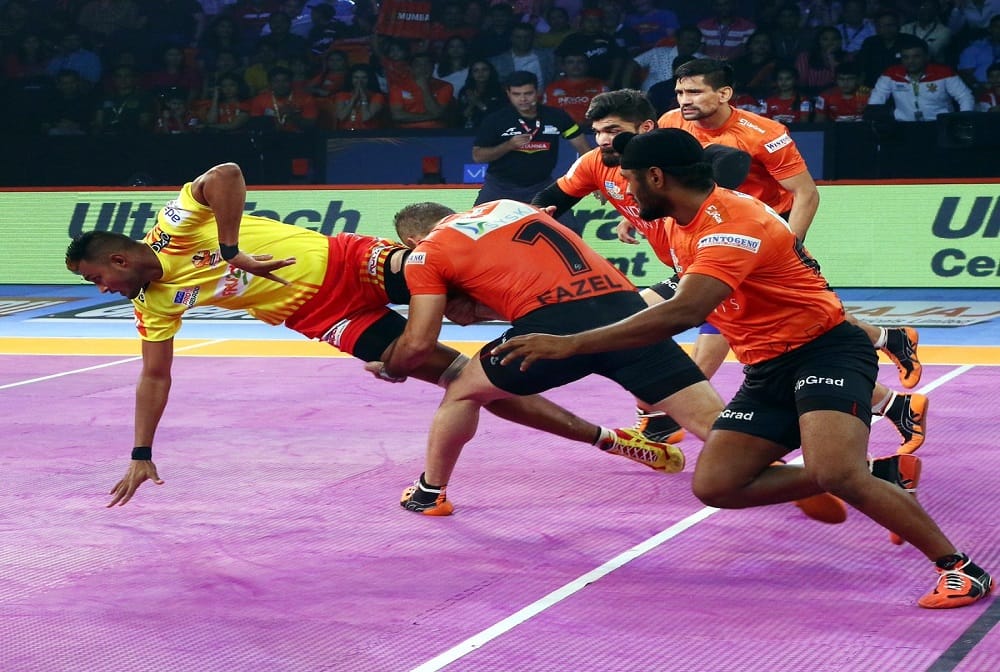 Gujarat Fortunegiants beats u mumba by 38-36 in pro kabaddi 2018