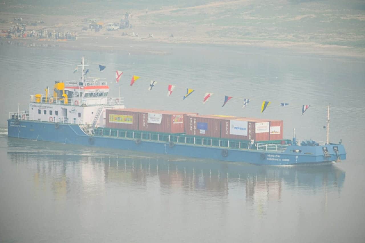 Cargo ship tagor arrived varanasi ganga for very special reason