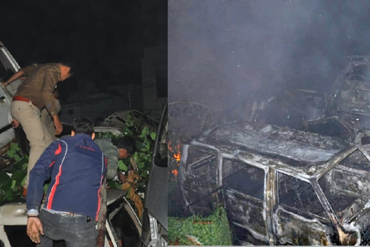 fire in Nauchandi police station meerut many vehicles burnt