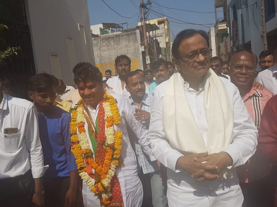 Former Minister P Chidambaram campaigned for Congress candidate from Indore one Sanjay Shukla