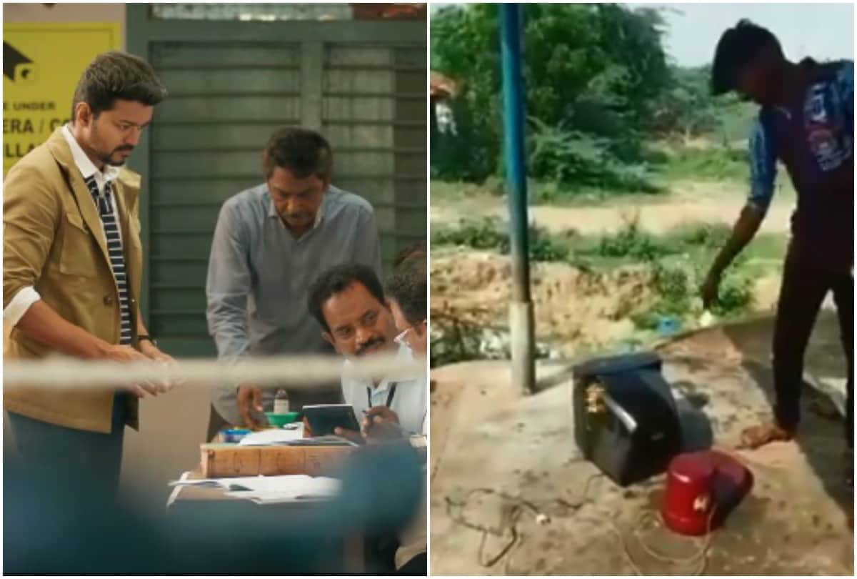 Actor Vijay fans burn freebies Which distributed by Jayalalitha government after cuts in Sarkar