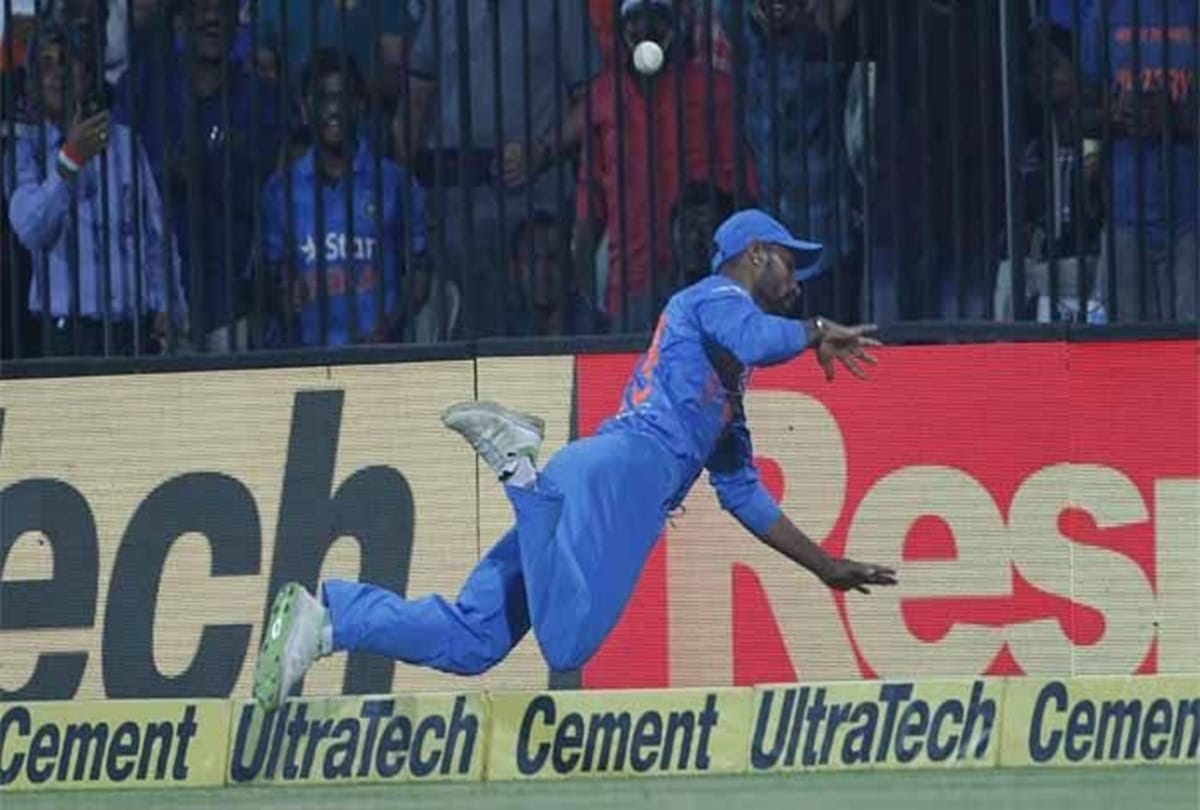 VIDEO: Shikhar Dhawan saves a six of Shai Hope's bat with sensational fielding effort