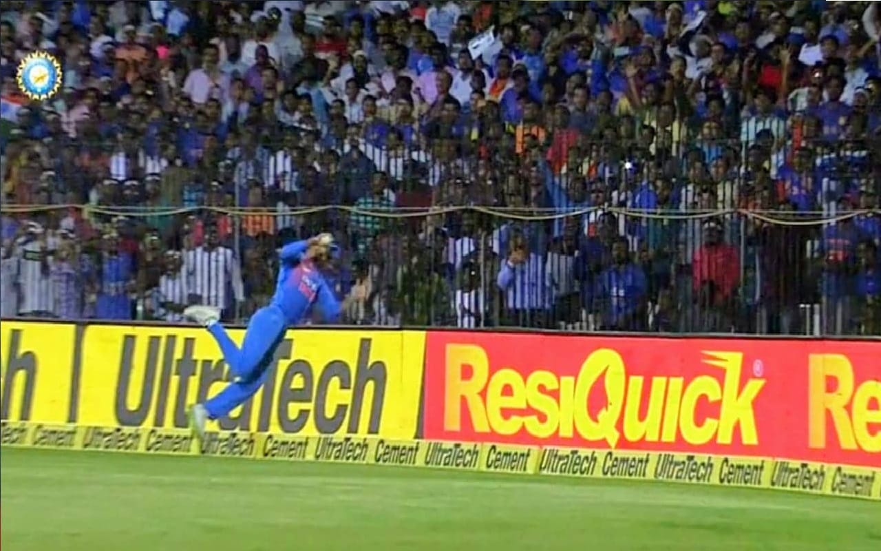 VIDEO: Shikhar Dhawan saves a six of Shai Hope's bat with sensational fielding effort