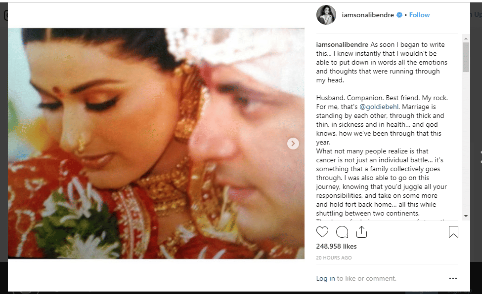sonali bendre celebrate her anniversary
