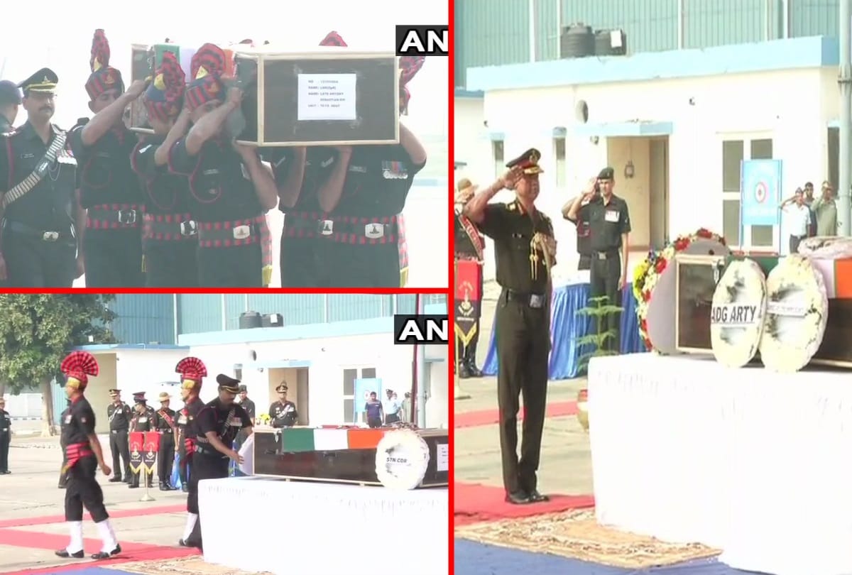 martyr lance naik Antony Sebastian KM Wreath-laying ceremony at palam airport delhi