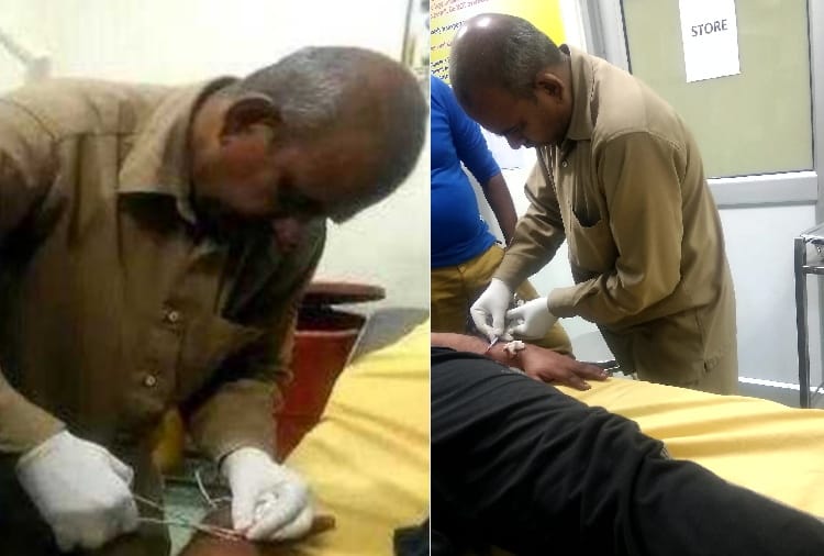 On Camera, Peon Put Stitches In Rohtak District Hospital of Haryana