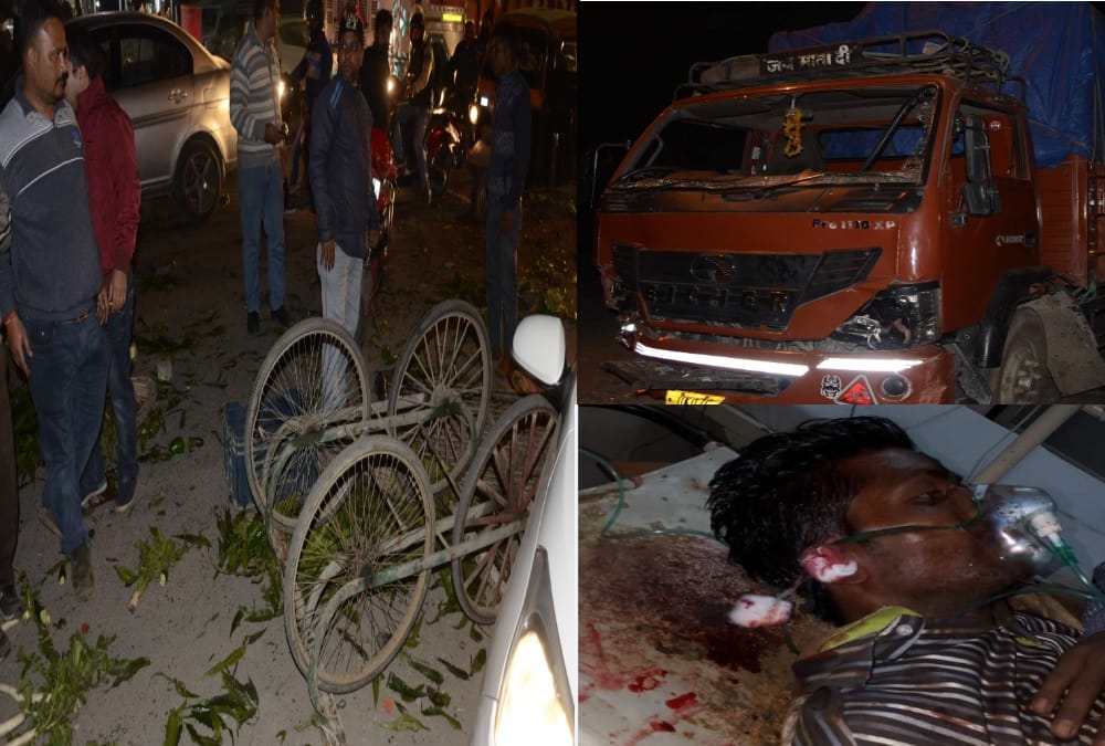 Truck Collision Handcart and Break divider and enter into house