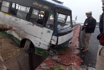 accidents, one school bus turned and another hit divider   
