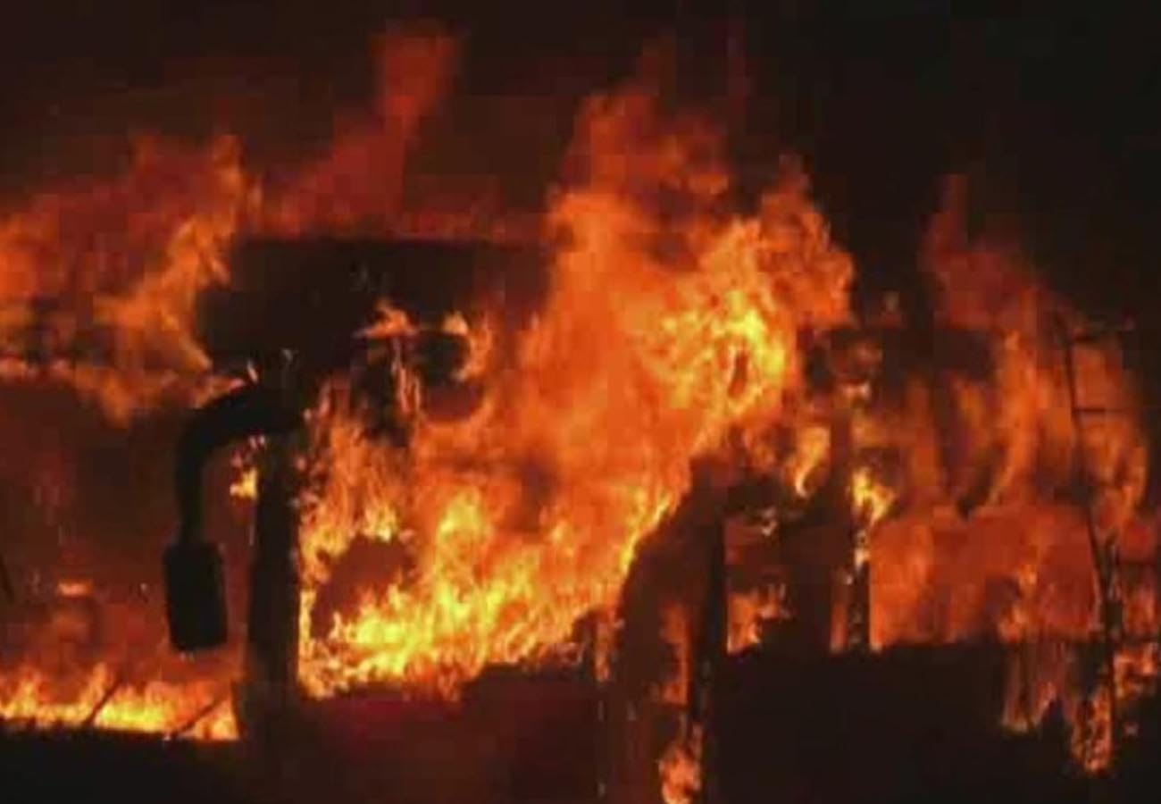 People of the village are extinguished night and day burning fire
