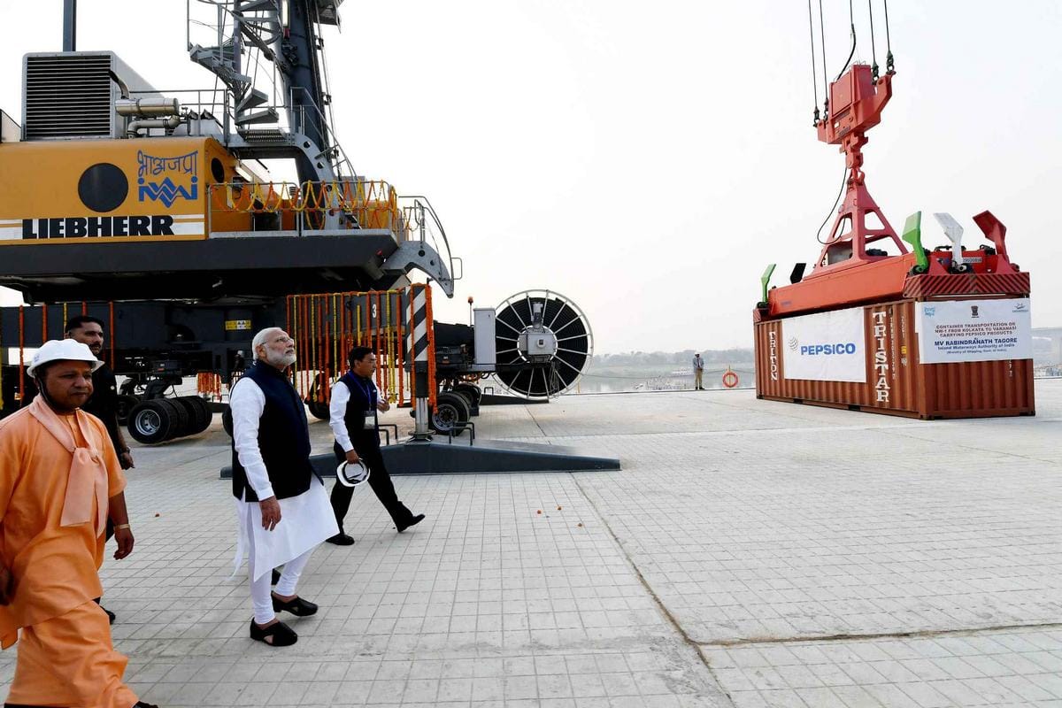Containers dropped from ship in varanasi