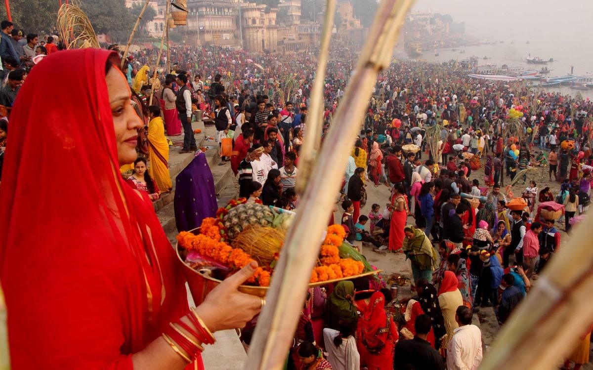 Chhath puja last day celebration in varanasi