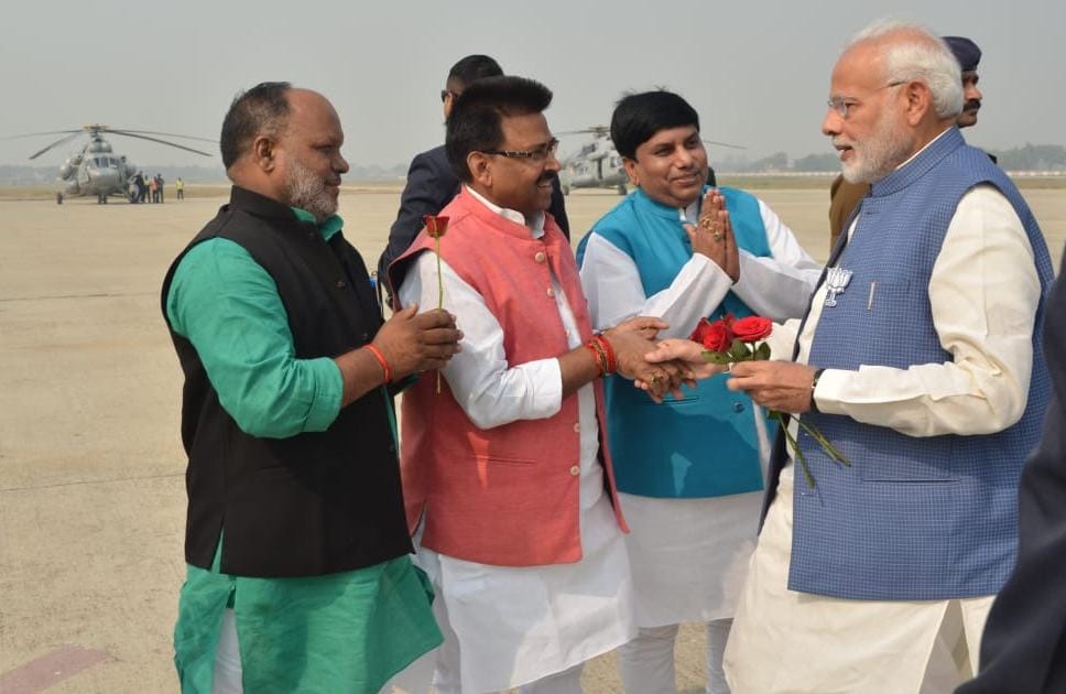 Narendra modi arrived in varanasi for few minutes