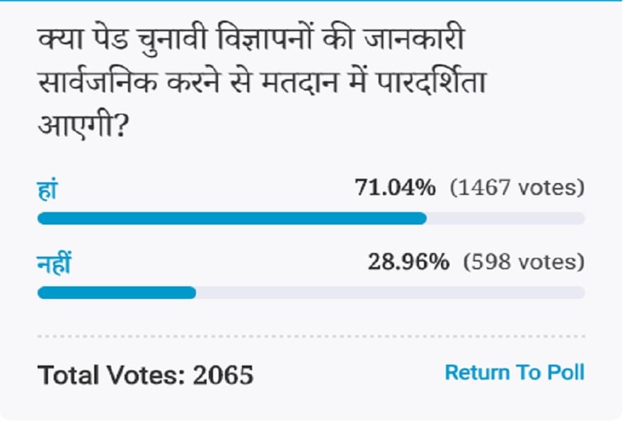 Amar ujala Poll: Transparency Comes in voting from make paid electoral ads Information public