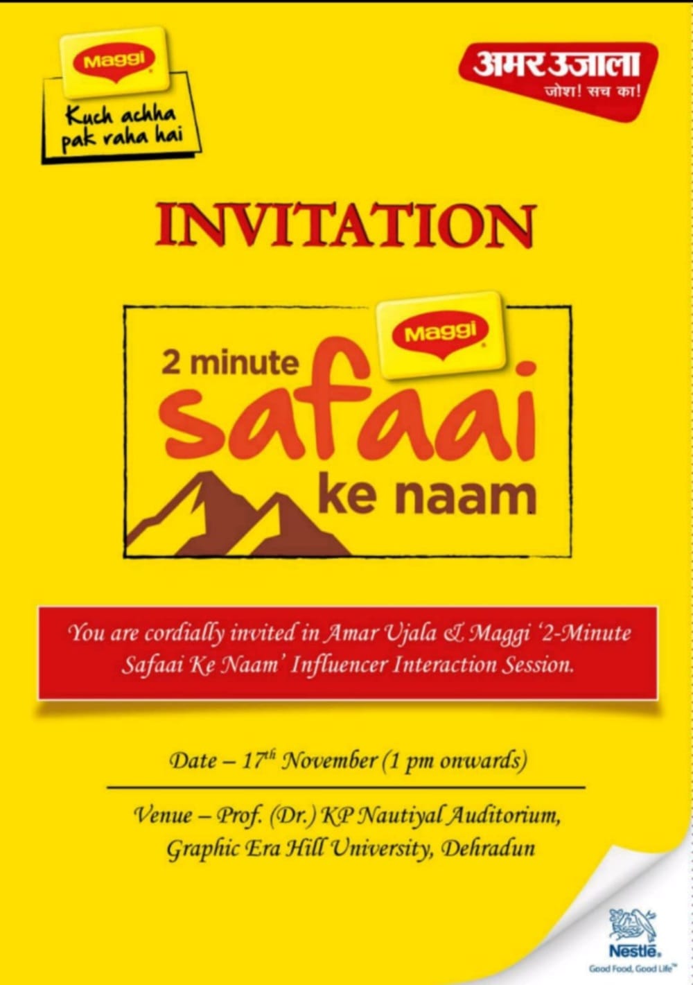 nestle maggi 2 minute safaai ke naam in dehradun