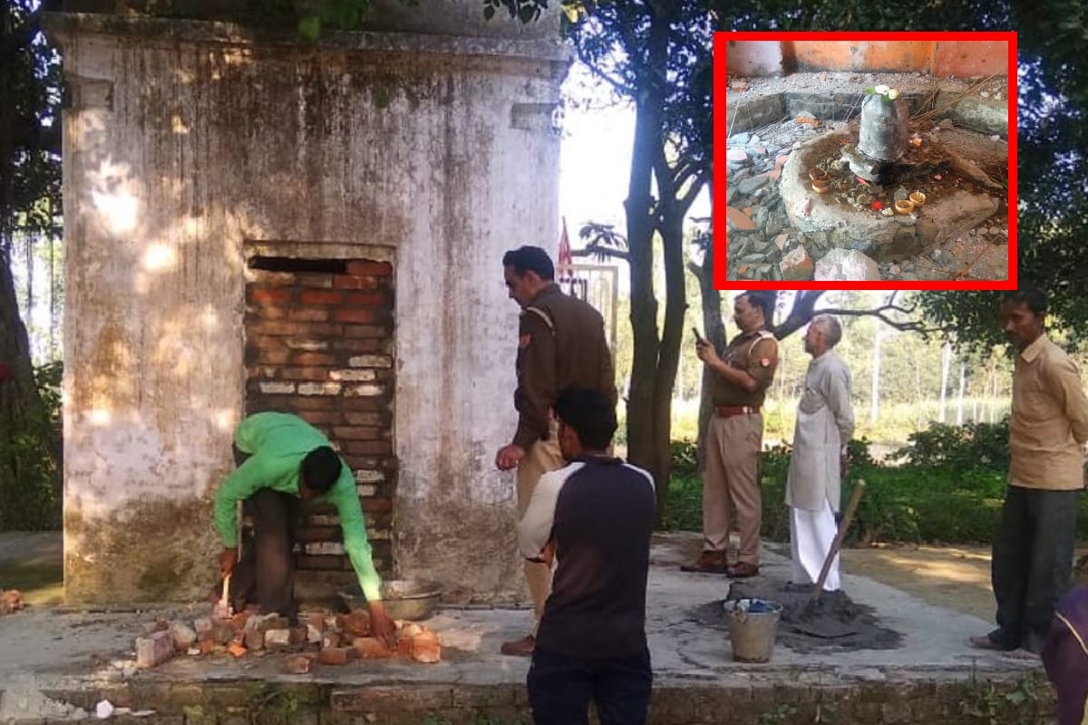 Shiva linga breaks down by unknown people in bijnor up Indignation in the villagers after