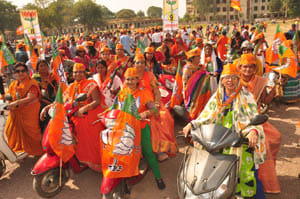bjp bike raily practice for loksabha election