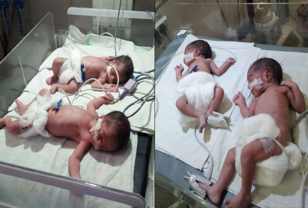 woman gives birth to four children in agra
