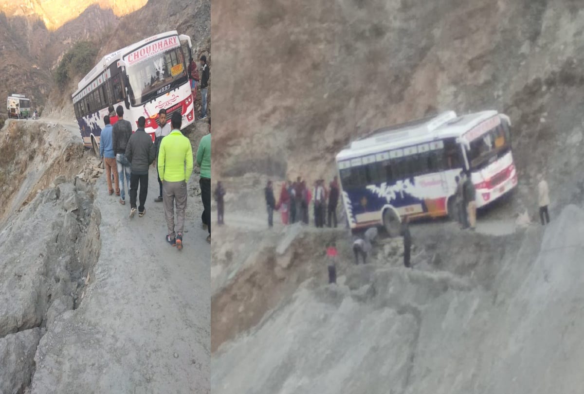 bus hanged in air at chamba himachal
