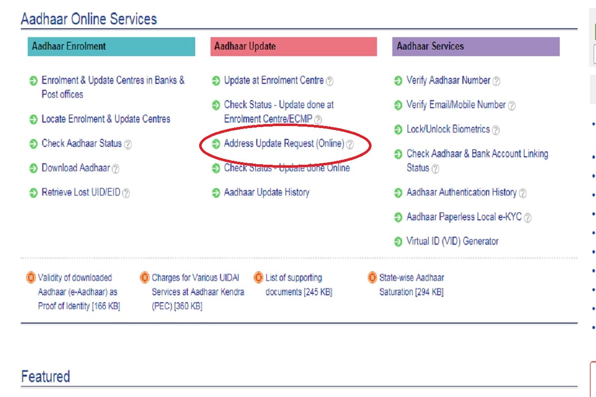 aadhar card address change