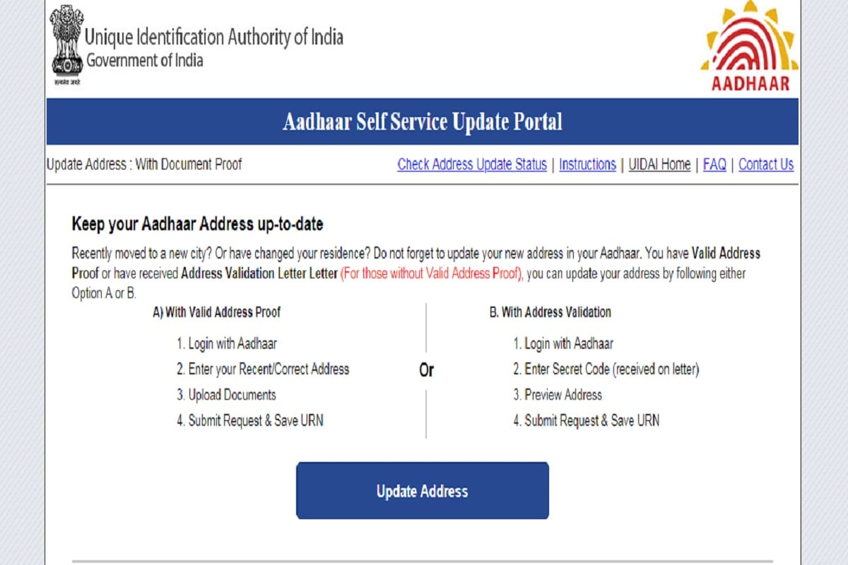 aadhar card address change