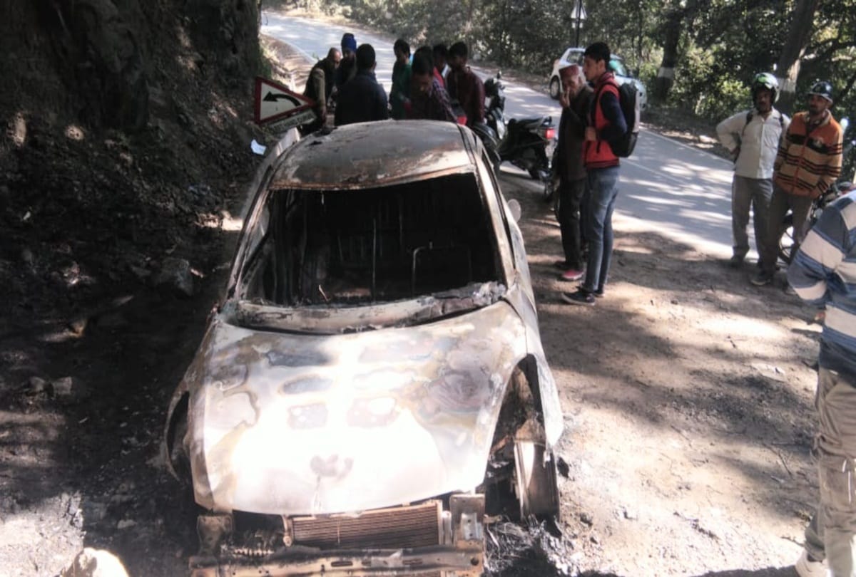 driver burnt alive in burning car at nahan sirmour himachal