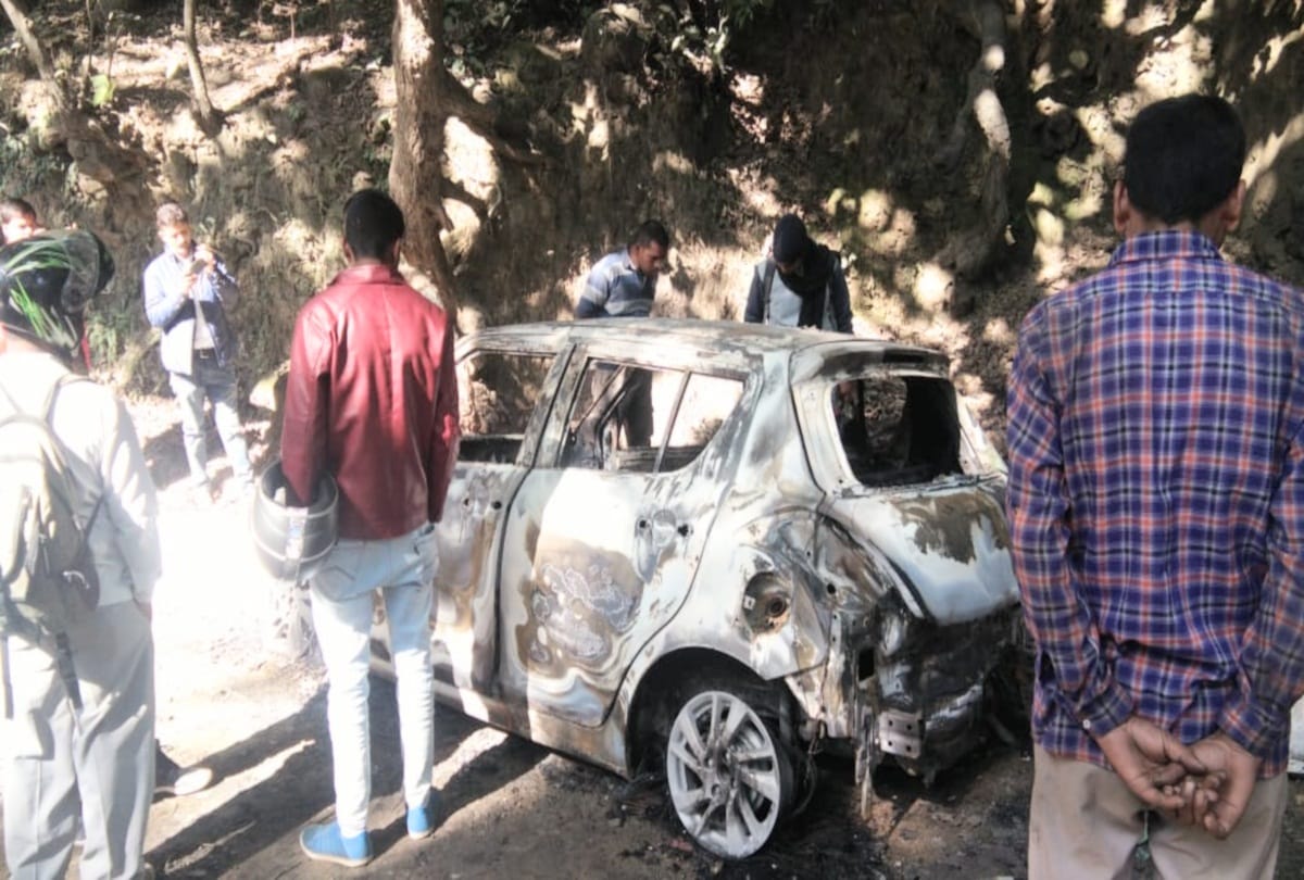 driver burnt alive in burning car at nahan sirmour himachal