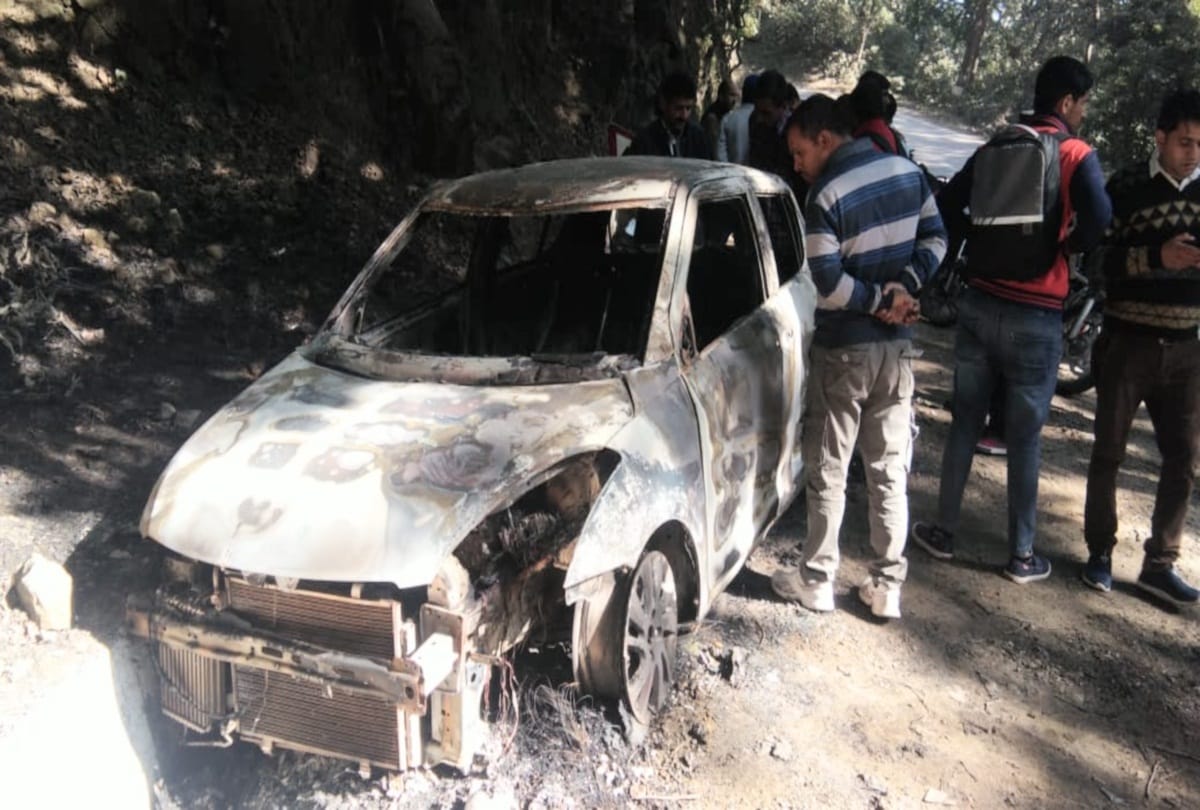 driver burnt alive in burning car at nahan sirmour himachal