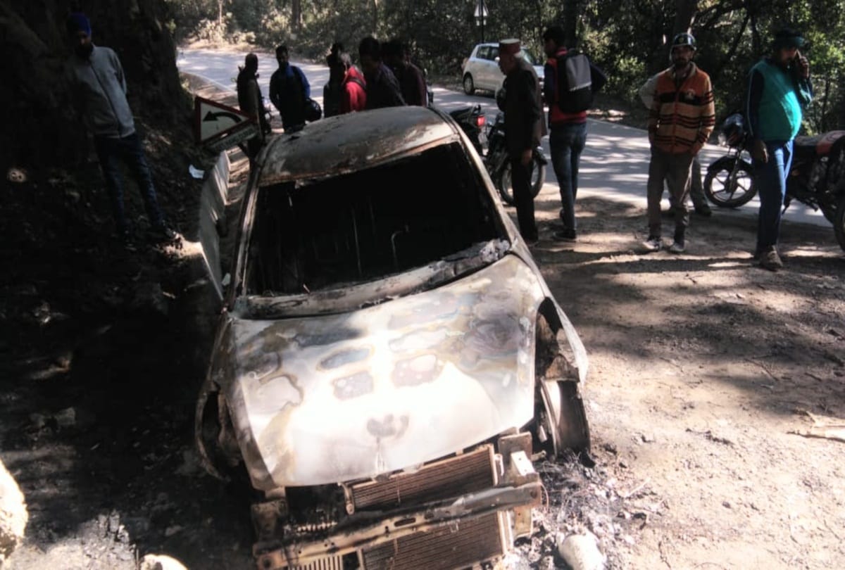 driver burnt alive in burning car at nahan sirmour himachal