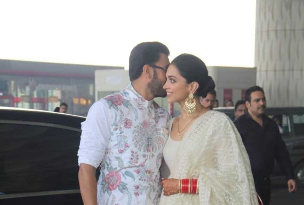 Deepika Padukone and Ranveer Singh look adorable in white as they head to Bengaluru