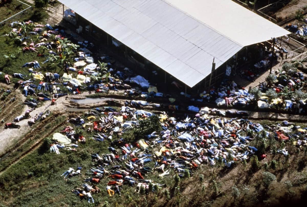 Jonestown Mass Suicide when more than 900 people take their own lives by consuming poison