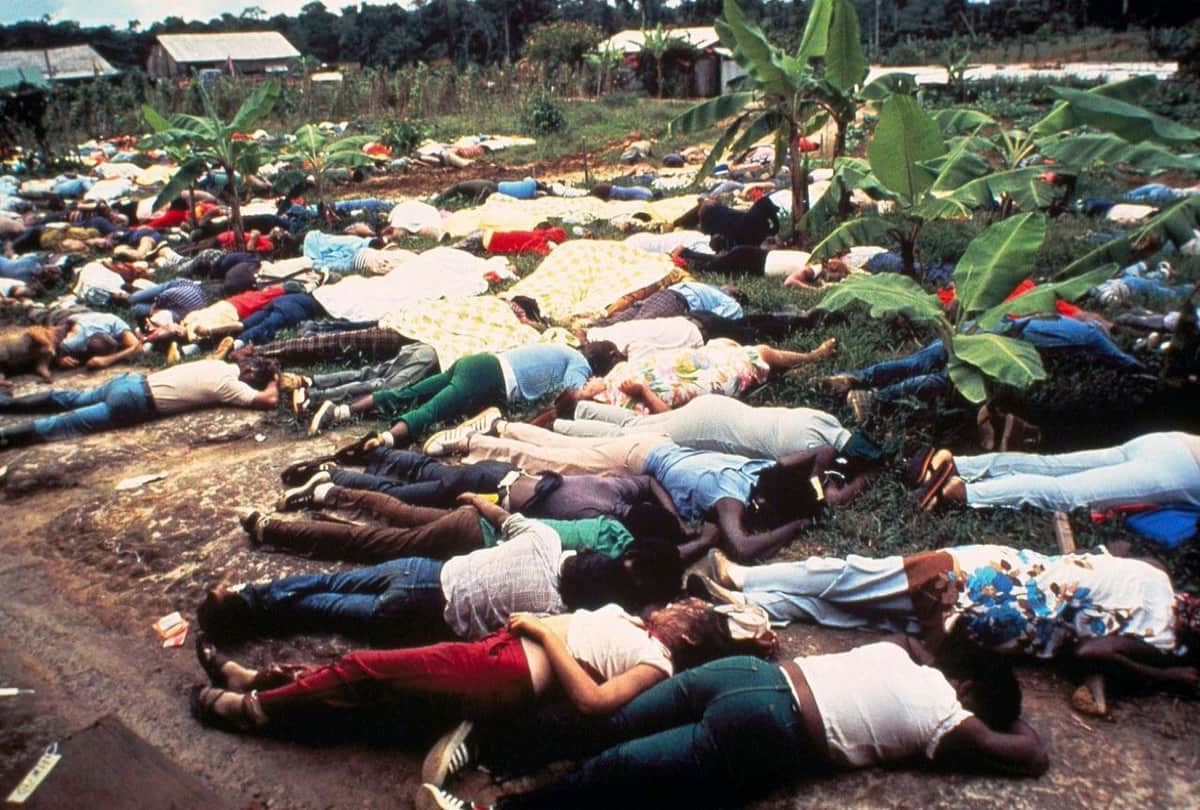 Jonestown Mass Suicide when more than 900 people take their own lives by consuming poison