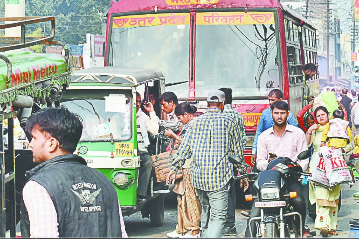 UP: traffic jam in meerut City  after bijli bamba bypass road closed