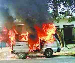 Gas refilling causes van burn