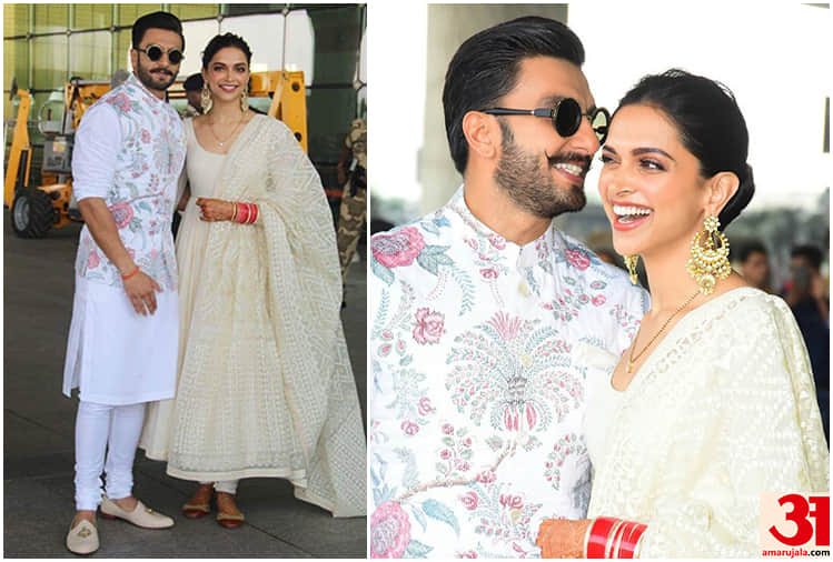 ranveer singh and deepika padukone at Mumbai airport on their way to Bangalore