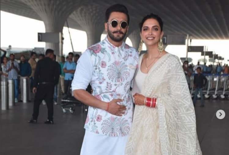ranveer singh and deepika padukone at Mumbai airport on their way to Bangalore