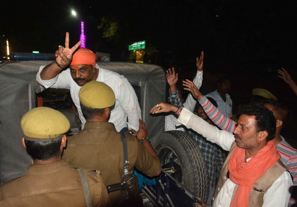 shiv sena ledaer release controversial poster for ram mandir at varanasi