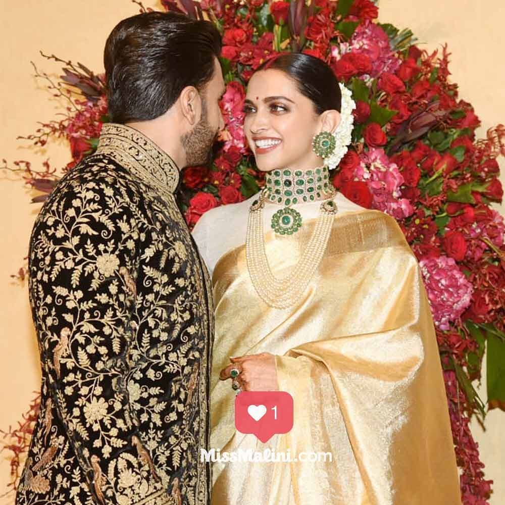deepika padukone and ranveer singh bangalore reception look detail leak