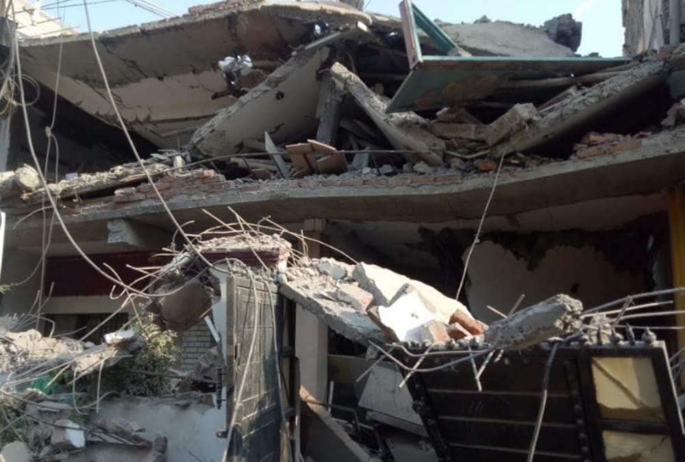 A building collapsed in gomati nagar in lucknow.