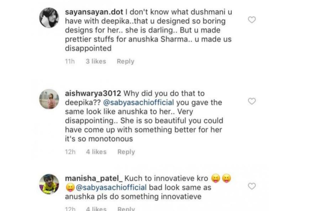 Deepika Padukone Bangalore reception look trolled users lashes out at designer